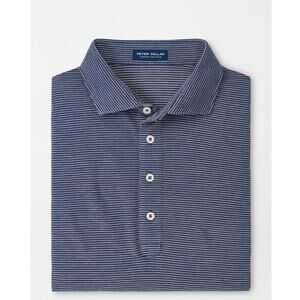 Peter Millar M Crown Crafted Sutton Cotton-Silk Navy Striped Polo Shirt $180 NWT